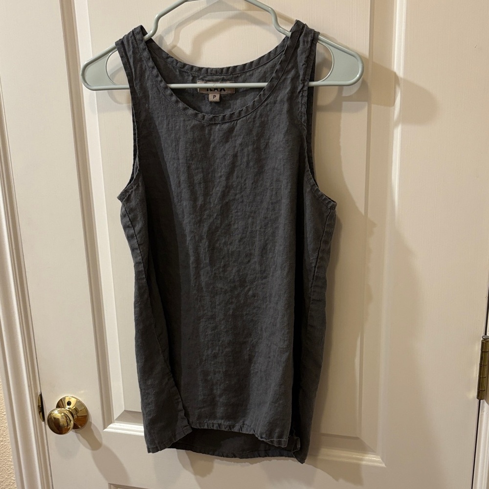 Flax Charcoal Gray Linen Tank Top